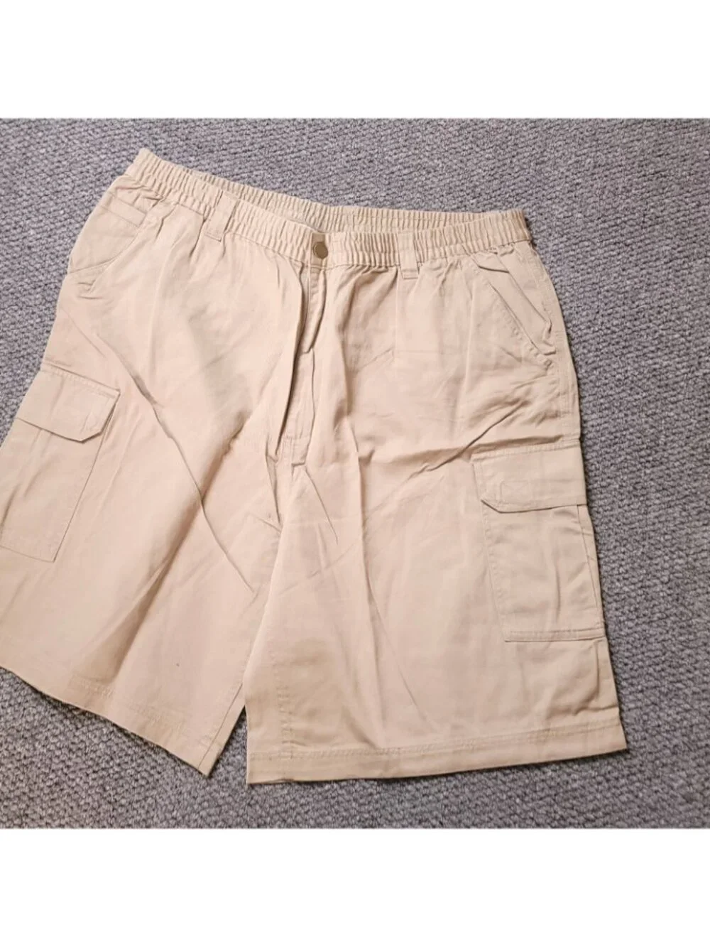 KingSize Cargo Shorts Mens 46 Big Tall Khaki Elastic LL Chino y2K Beige
